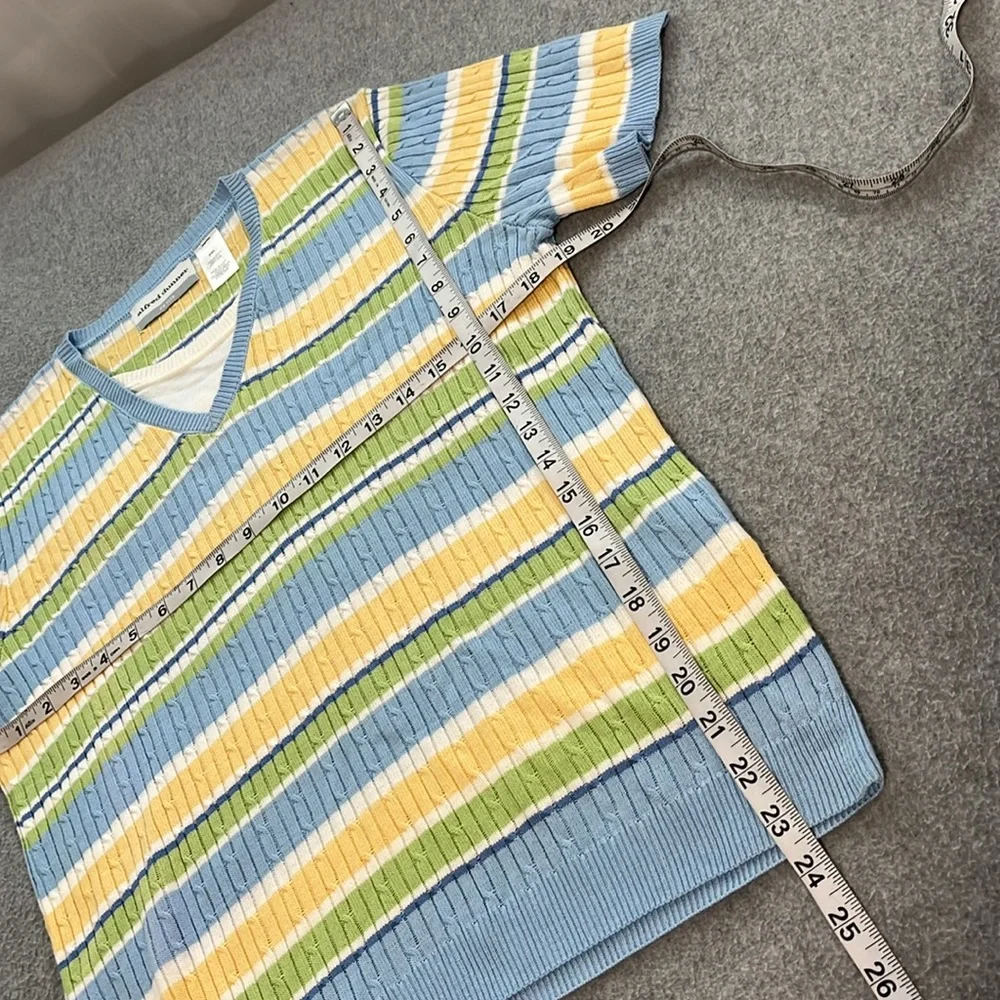 Y2K 90s Striped Top Shirt XL Petite Academia Preppy Skater Pastel